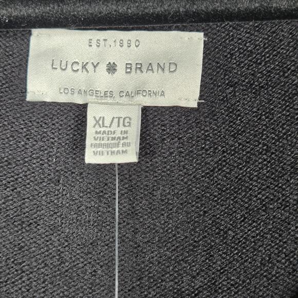 Lucky Brand Sweater Womens XLarge Jet Black V-Neck Raglan Pullover Knit Soft NEW - Picture 3 of 13